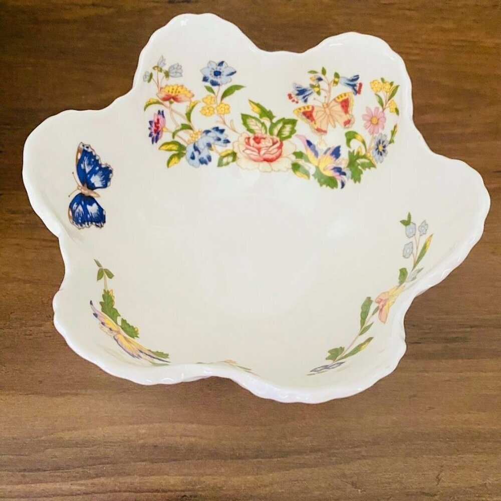 Aynsley Cottage Garden Bowl Trinket Dish Butterflies Flowers - Picture 5 of 10